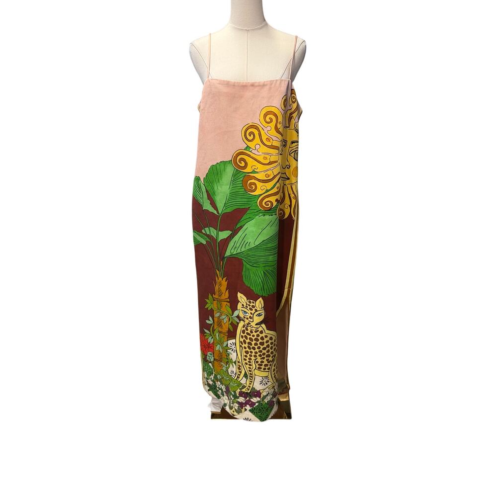 Alemais Multicolor Sun & Leopard Slip Dress (White, Green, Burgundy, Yellow) - Picture 6 of 9